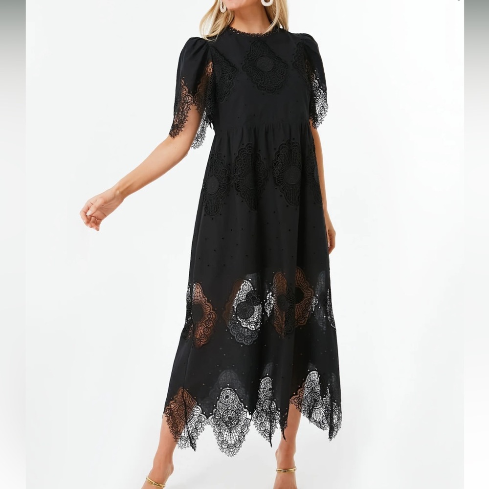 Tuckernuck Black Lace Midi Dress